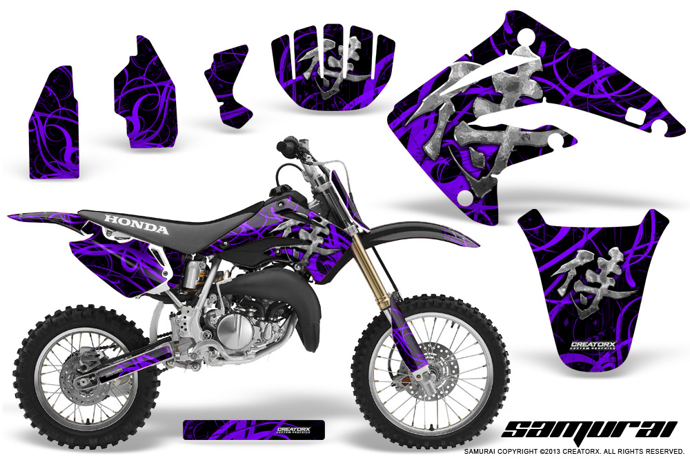 Honda CR85 03-07 Graphics Kit Samurai Purple Black NP